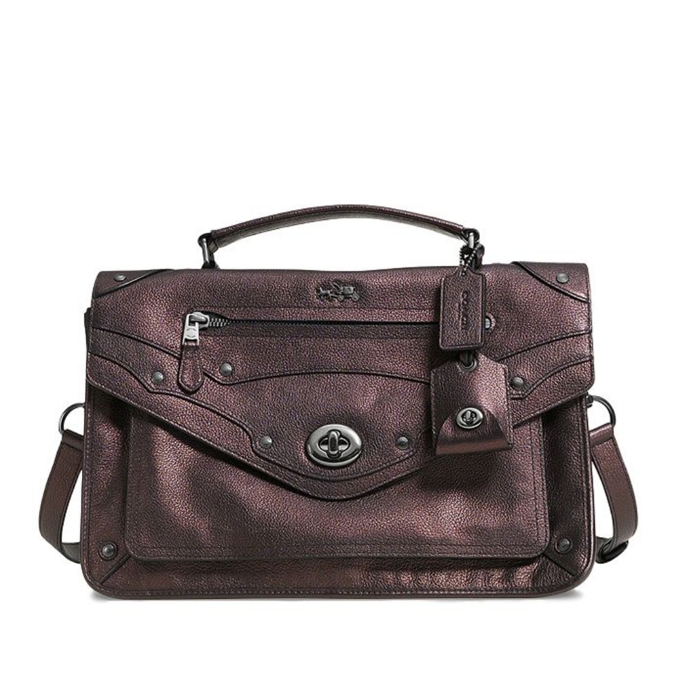 Coach RHYDER MESSENGER IN METALLIC LEATHER